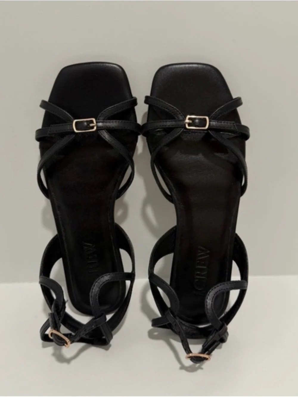 JCrew NIB New Capri Buckle Sandals in Leather Black